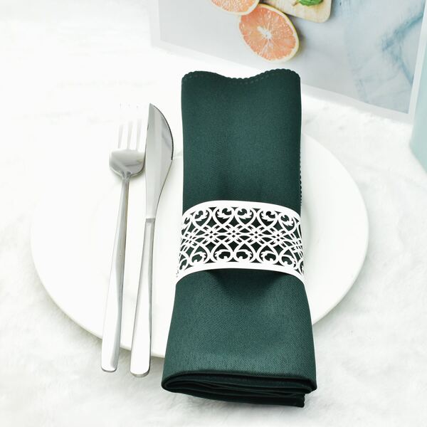

10pcs Plain Hollow Napkin Ring, White