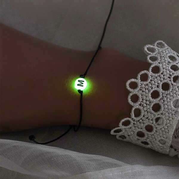 

Luminous Letter Bead Decor Bracelet, Black