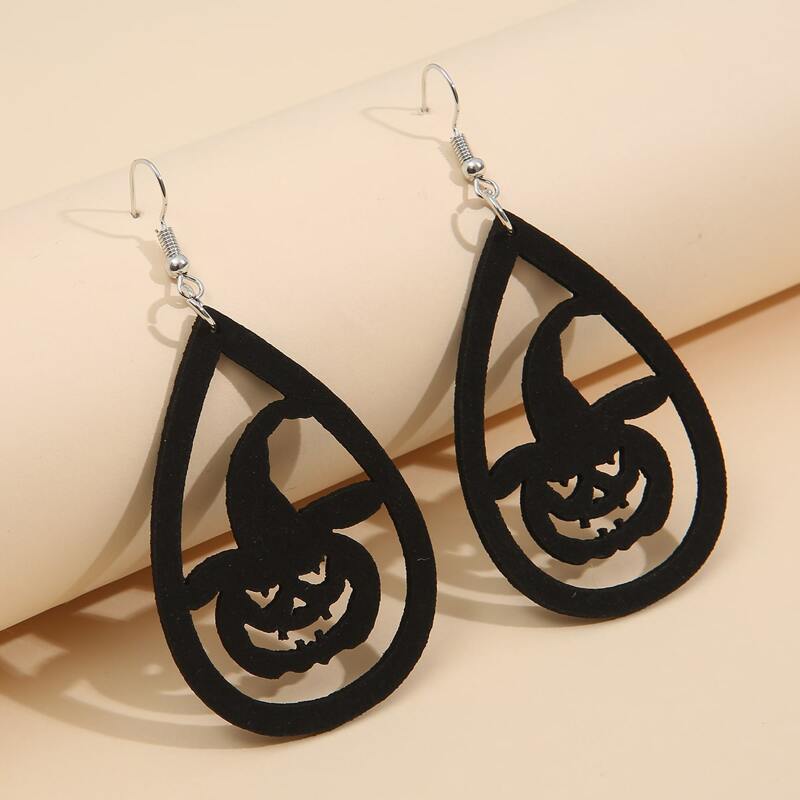 

Halloween Pumpkin Decor Drop Earrings, Black
