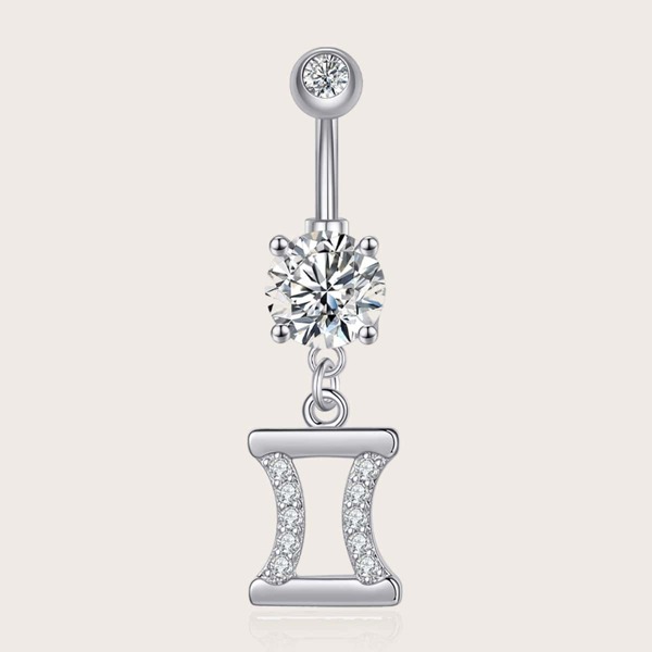 

Gemini Pattern Navel Belly Ring, Silver