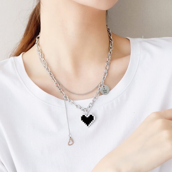 

Heart Charm Layered Necklace, Silver