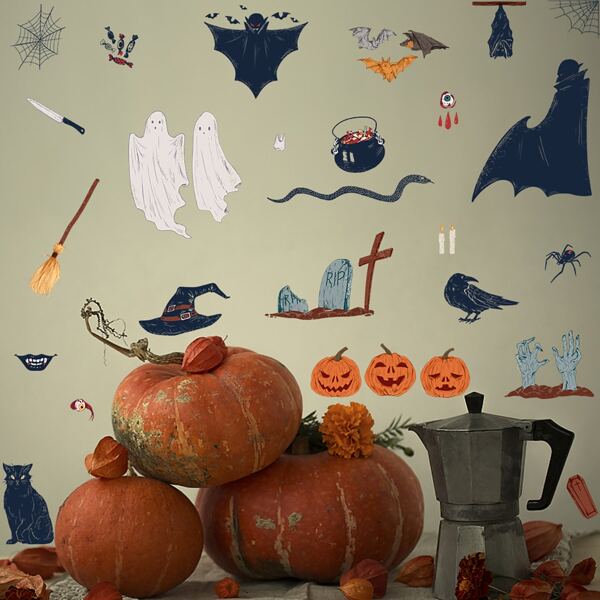 

Halloween Pattern Wall Sticker, Multicolor