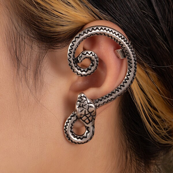 

1pc Snake Decor Earring, Antique silver
