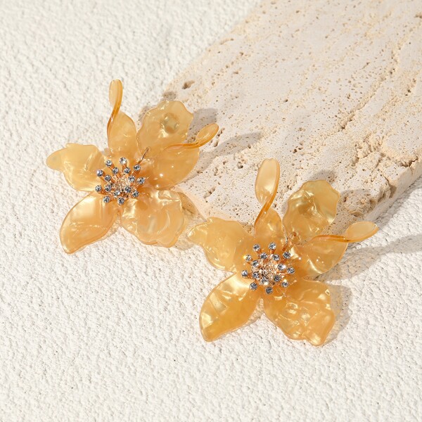 

Rhinestone Flower Drop Earrings, Multicolor