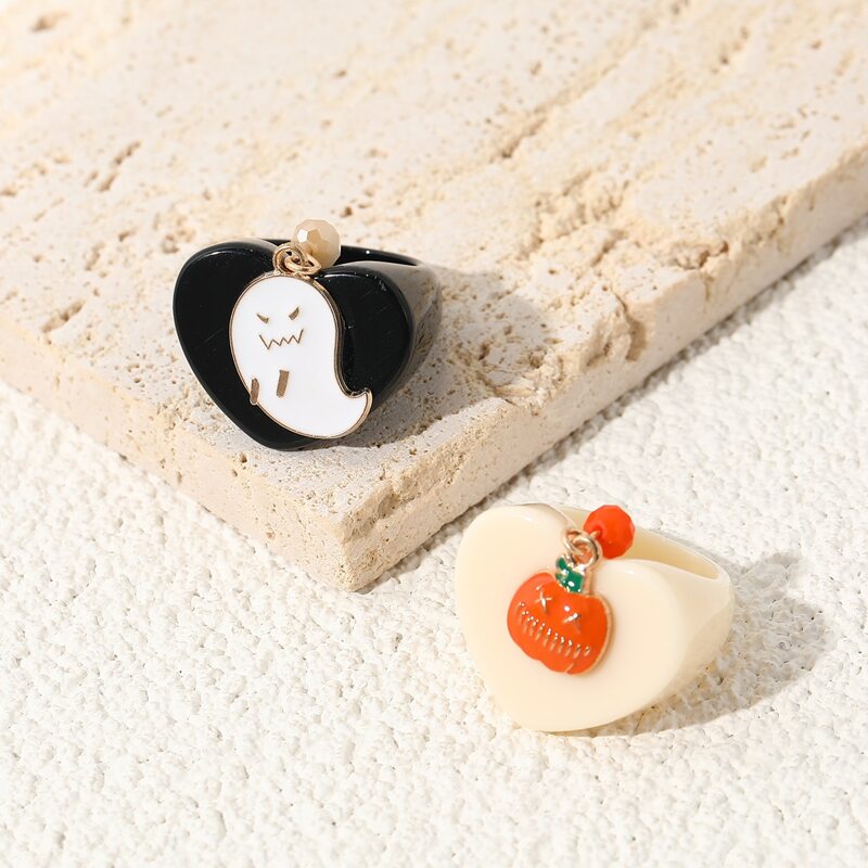 

2pcs Halloween Pumpkin Decor Ring, Multicolor