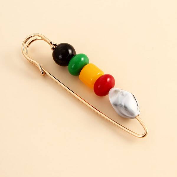 

Colorful Bead Decor Brooch, Multicolor