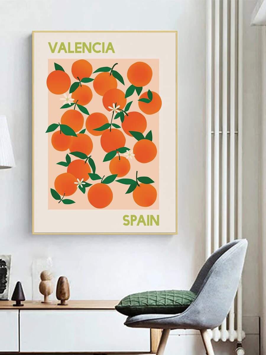 1pc Fruit Print Unframed Painting - Multicolor - View 1