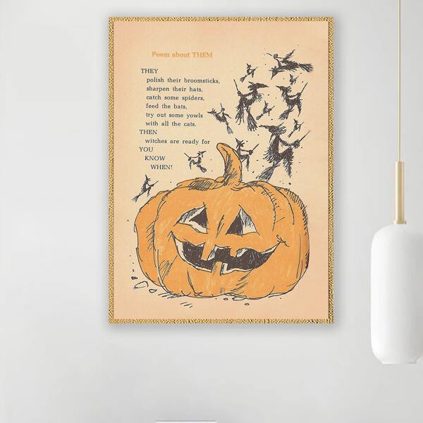 

Halloween Pumpkin Print Unframed Painting, Orange