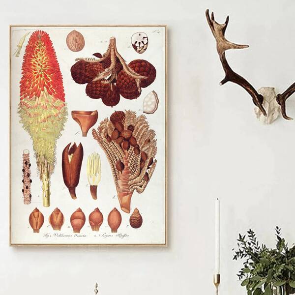

1pc Plant Print Unframed Painting, Multicolor