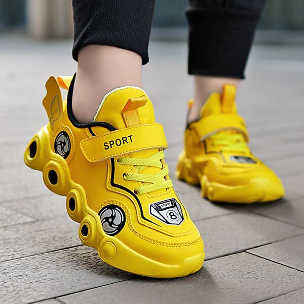 

Boys Letter Graphic Velcro Strap Sneakers, Yellow
