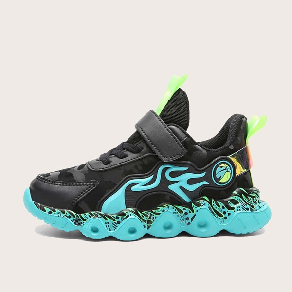 

Boys Fire Graphic Velcro Strap Sneakers, Multicolor