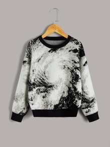 Cậu bé Tween Mẫu đồ họa Áo len - màu đen - Xem 1