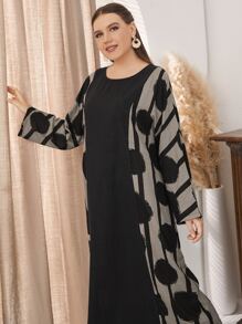 Modelyn 大碼條紋圖案和波點圖案連衣裙 - 彩色 - 查看 3