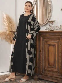 Modelyn 大碼條紋圖案和波點圖案連衣裙 - 彩色 - 查看 5