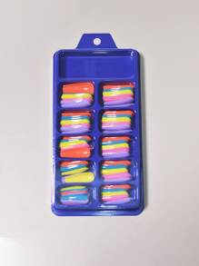 使用 100入組長棺材色全覆蓋女式和女孩假指甲立即升級您的造型 - 彩色 - 查看 2