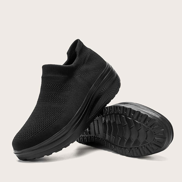 

Knit Slip On Wedge Sneakers, Black