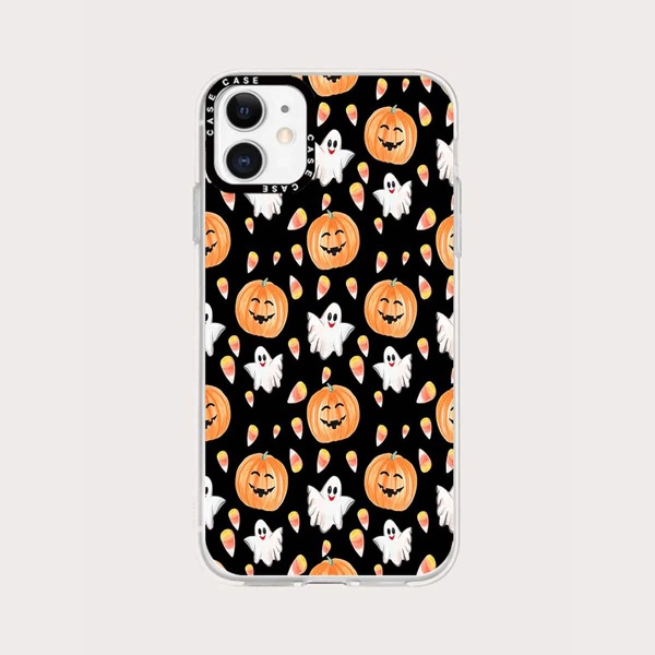 

Halloween Cartoon Graphic Phone Case, Black
