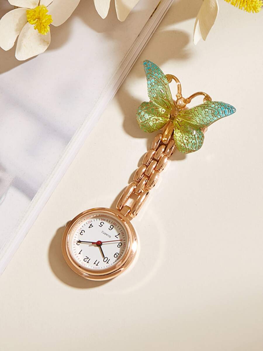 con mariposa Reloj cuarzo Broche - Oro rosa - Ver 1
