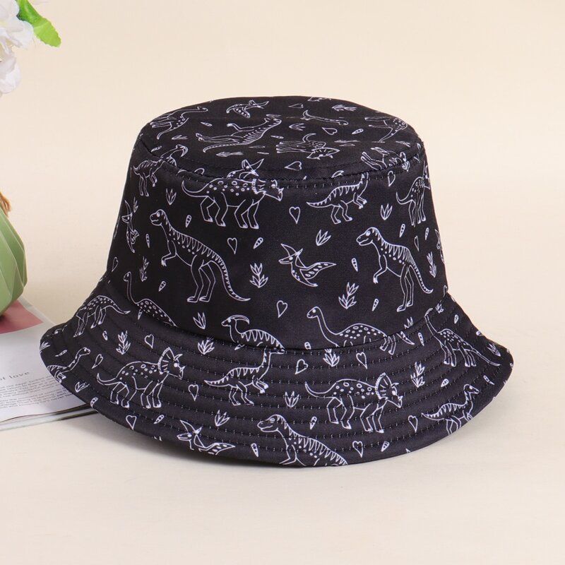 

Dinosaur Print Bucket Hat, Black