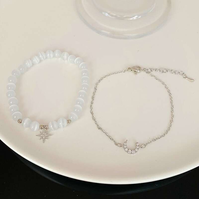 

2pcs Rhinestone Decor Bracelet, White