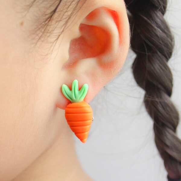 

2pcs Toddler Girls Carrot Decor Ear Cuff, Orange