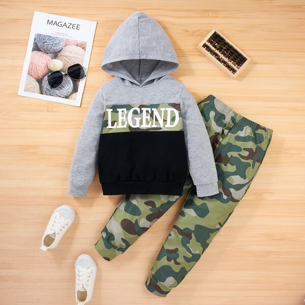

Toddler Boys Letter And Camo Print Hoodie & Sweatpants, Multicolor