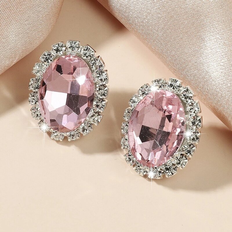 

Rhinestone Decor Stud Earrings, Pink