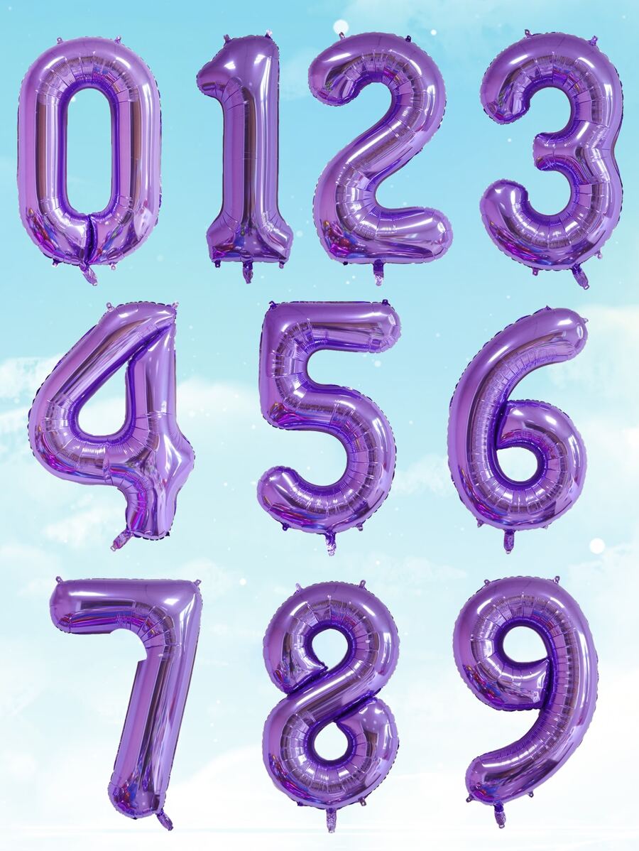 1pc 40inch Aluminum Digital Graphic Decorative Balloon, Purple Party Celebration Decoration Balloon - Purple - View 1