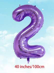 1pc 40inch Aluminum Digital Graphic Decorative Balloon, Purple Party Celebration Decoration Balloon - Purple - View 2