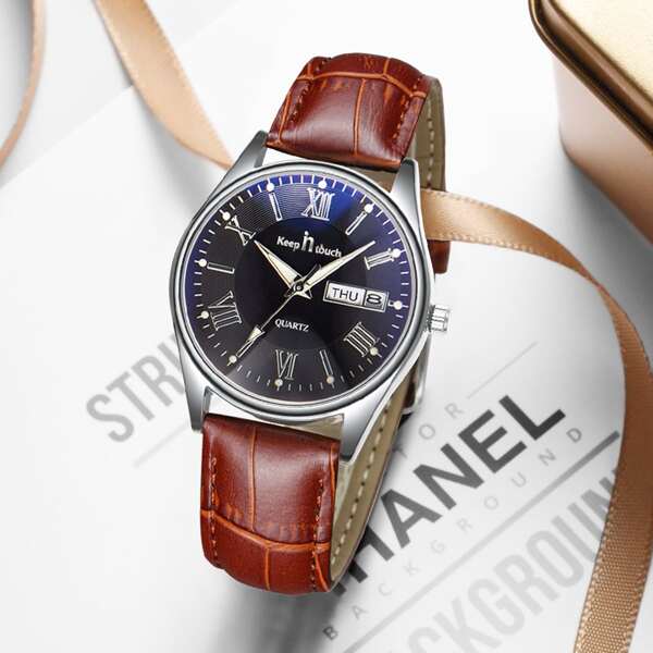 

Round Pointer Calender Quartz Watch