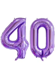 1pc 40inch Aluminum Digital Graphic Decorative Balloon, Purple Party Celebration Decoration Balloon - Purple - View 3