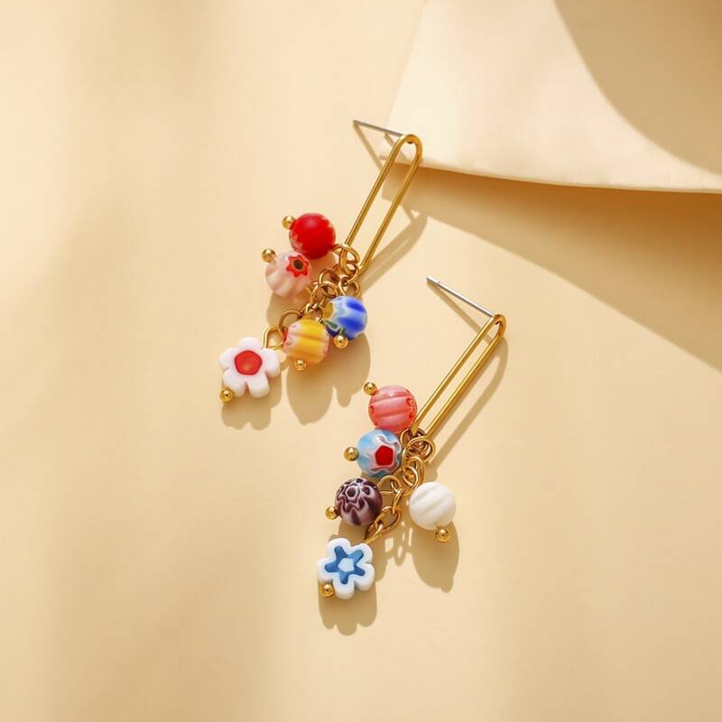 

Graphic Bead Drop Earrings, Multicolor