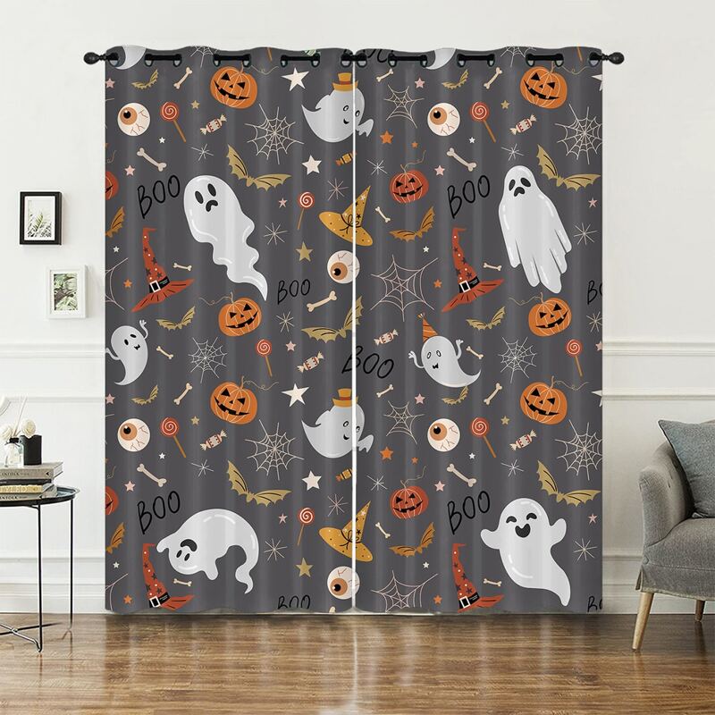 

2pcs Halloween Ghost Curtain, Multicolor