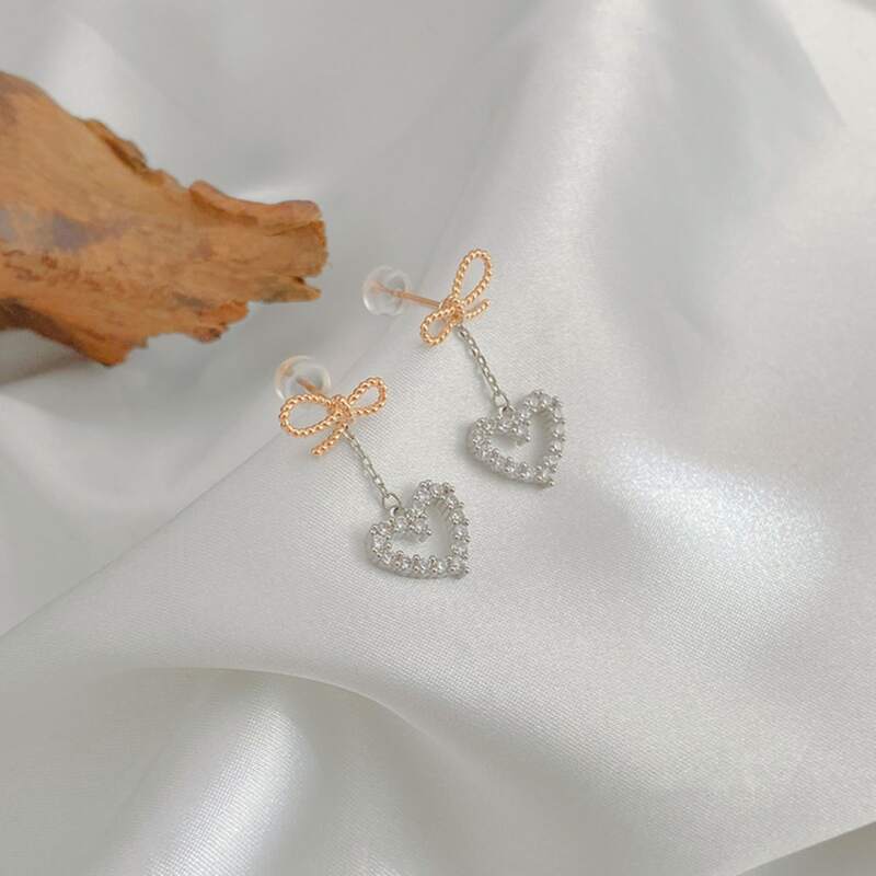 

Heart Drop Earrings, White
