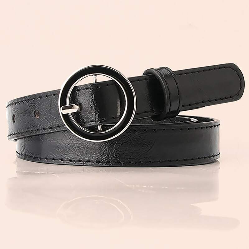 

Ring Decor Buckle Belt, Black