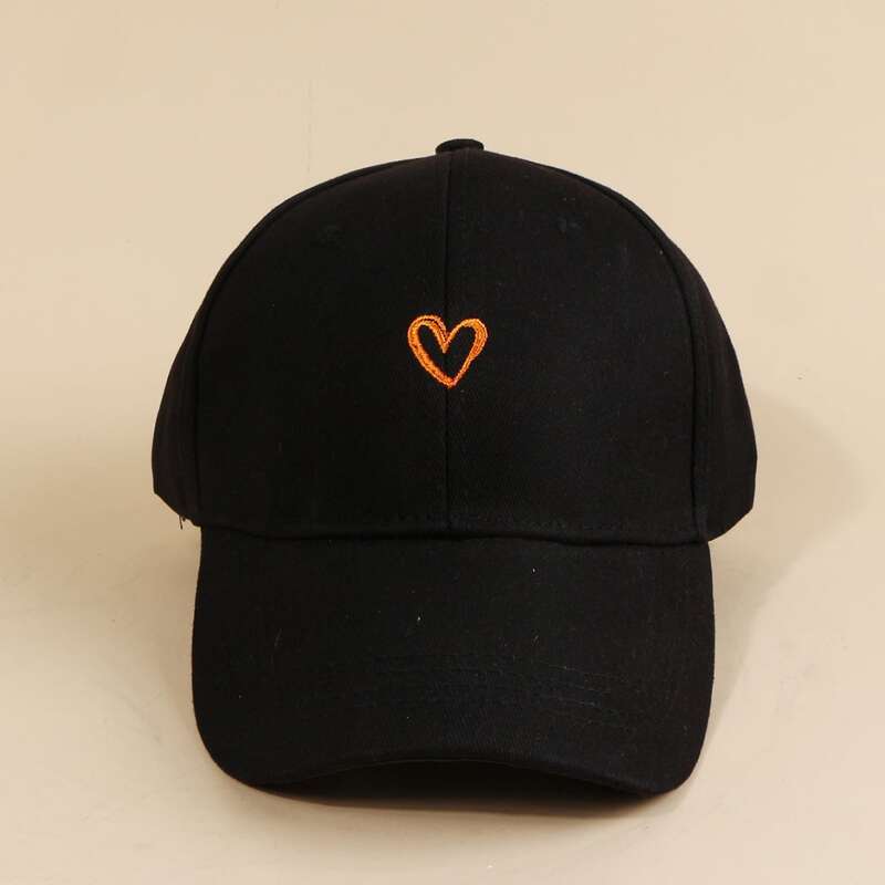 

Heart Embroidery Baseball Cap, Black