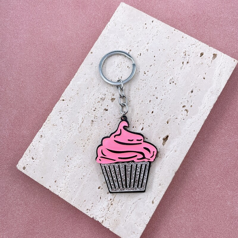 

Cartoon Cake Charm Keychain, Multicolor