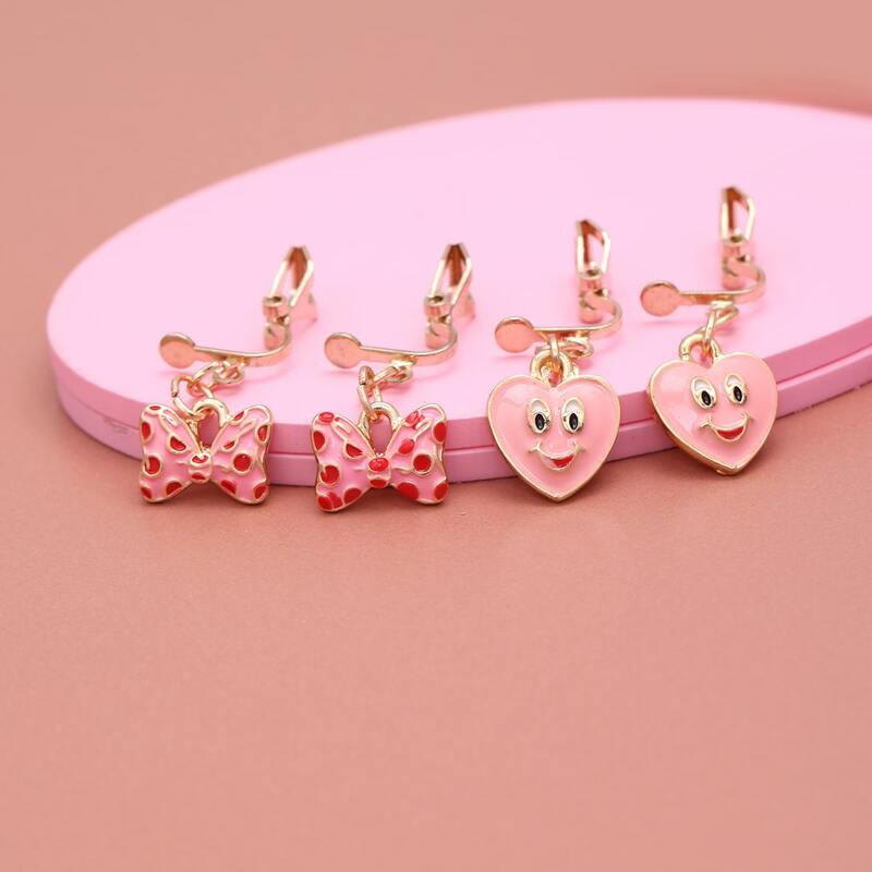 

2pairs Bow Drop Earrings, Pink