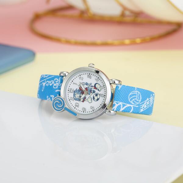 

Kids Lion Print Round Pointer Quartz Watch