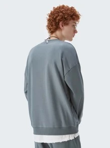 INFLATION 男士素色落肩袖運動衫 - 灰色 - 查看 2