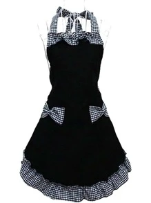 Plaid Ruffle Decor Apron