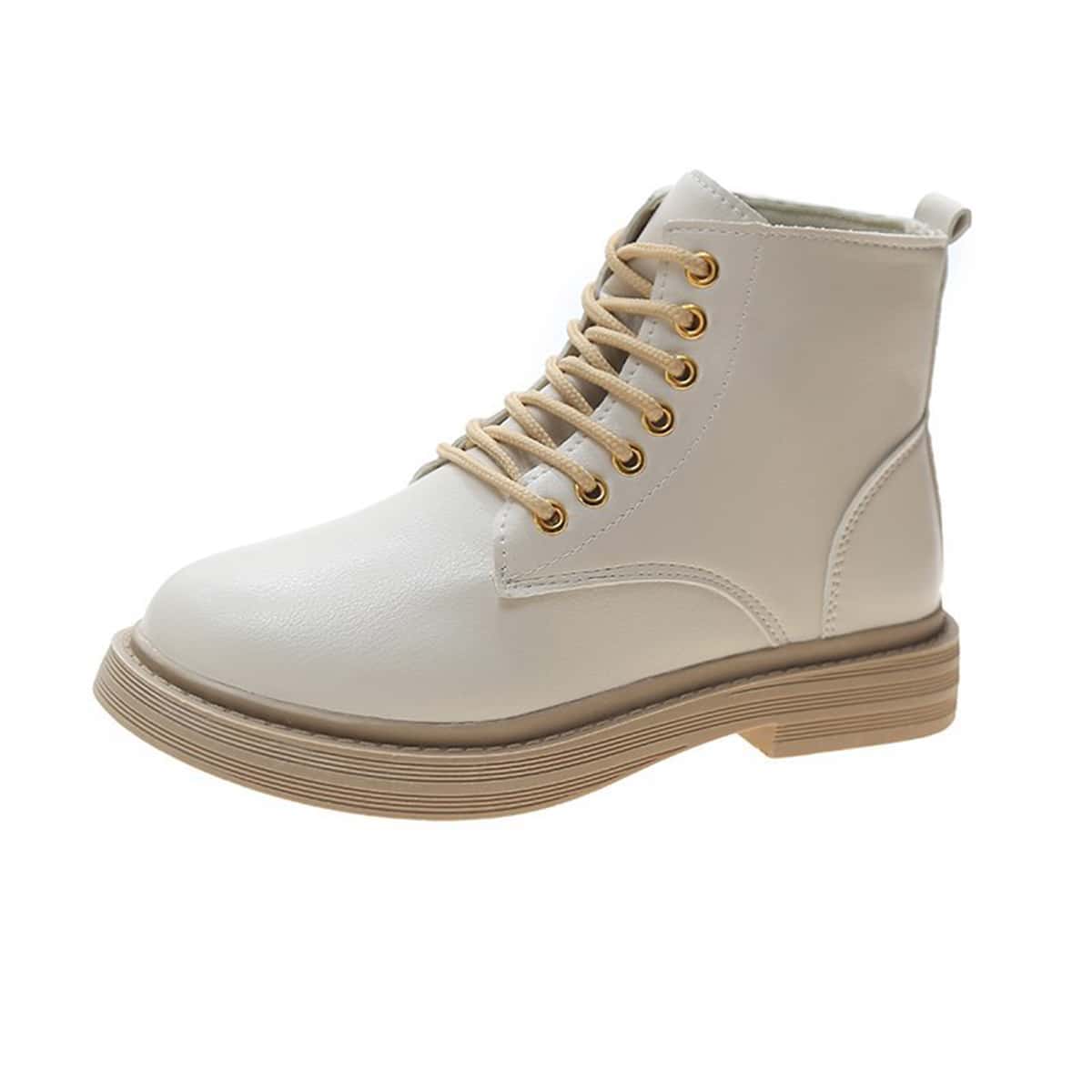 

Lace-up Front Combat Boots, Beige