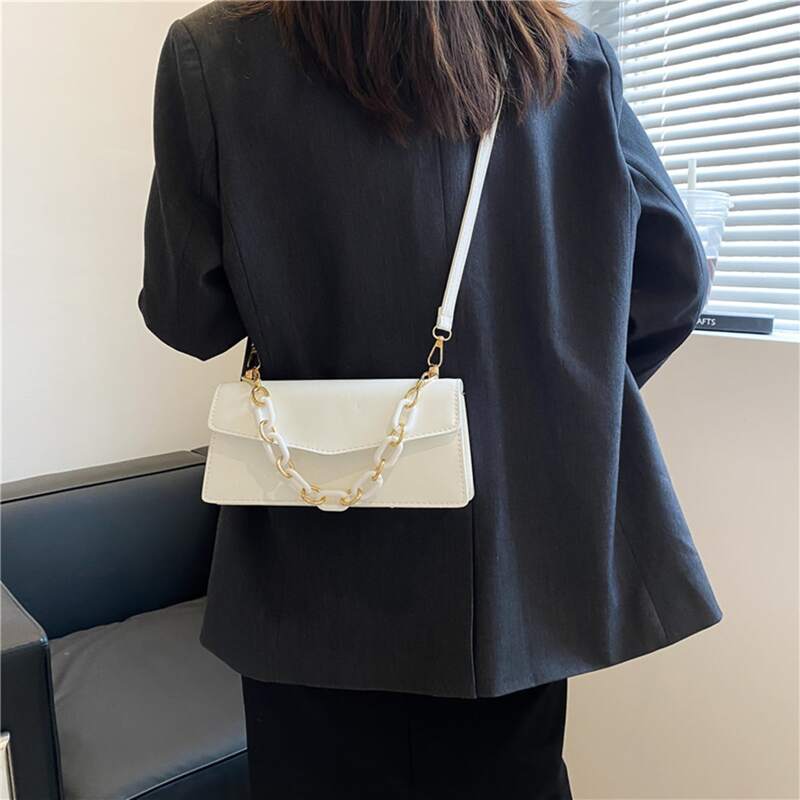 

Minimalist Chain Shoulder Bag, White