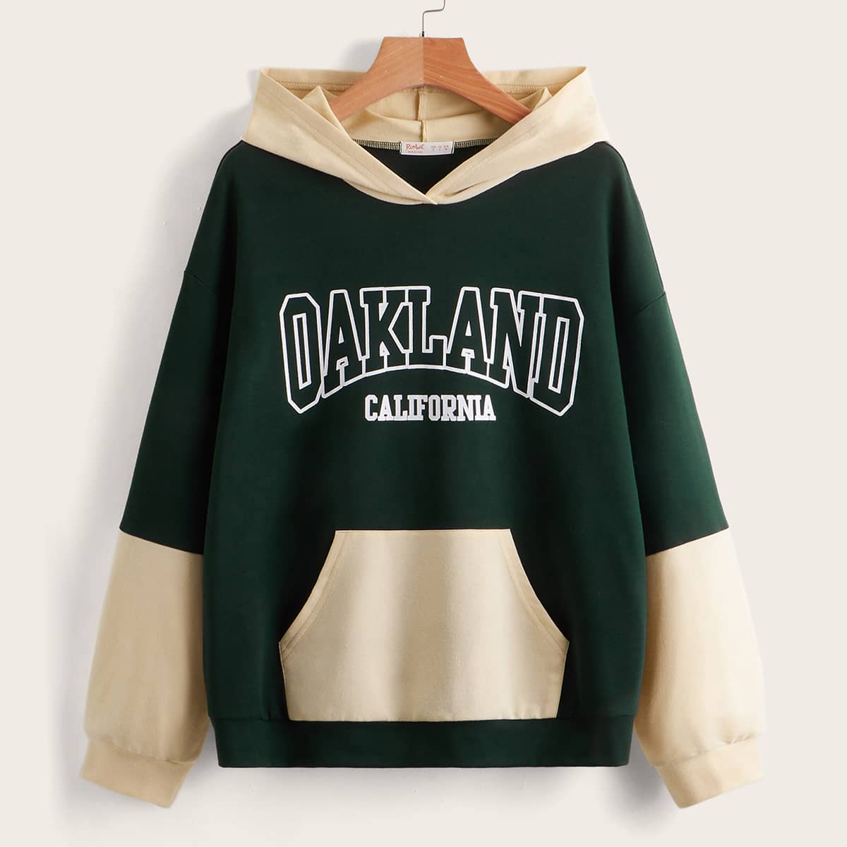 

Letter Colorblock Pocket Hoodie, Multicolor