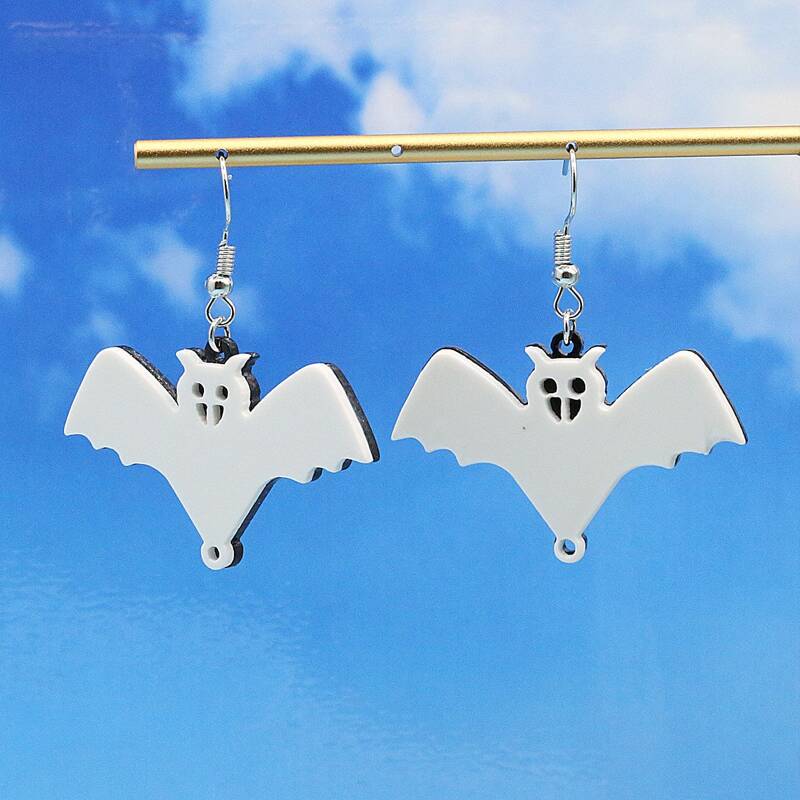 

Bat Drop Earrings, White