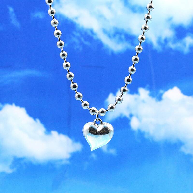 

Heart Pendant Necklace, Silver