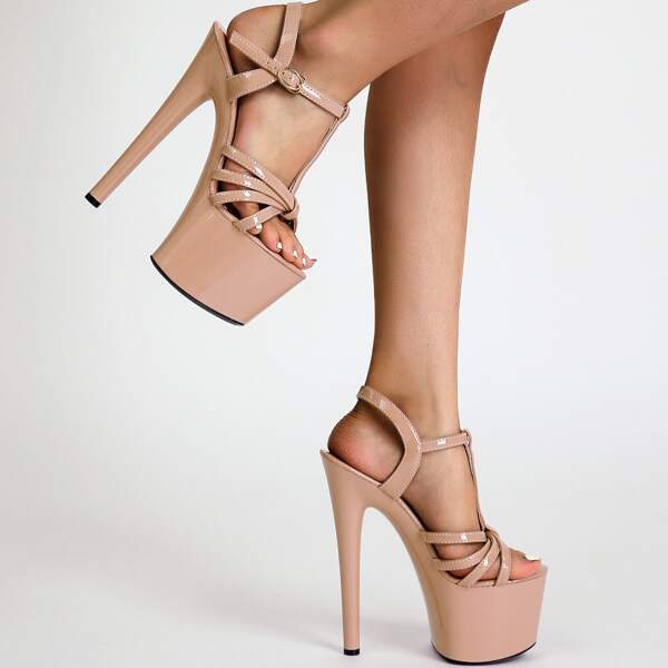 

Knot Detail Platform Ankle Strap Sandals, Pink