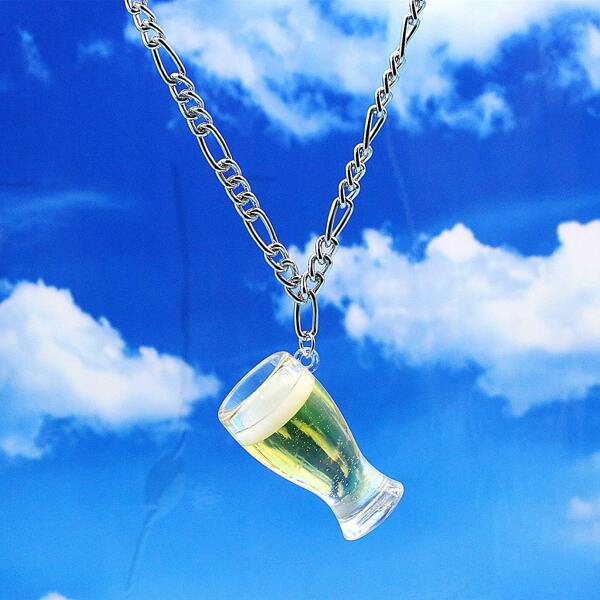 

Beer Mug Charm Necklace, Silver