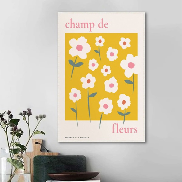 

1pc Flower Print Unframed Painting, Multicolor