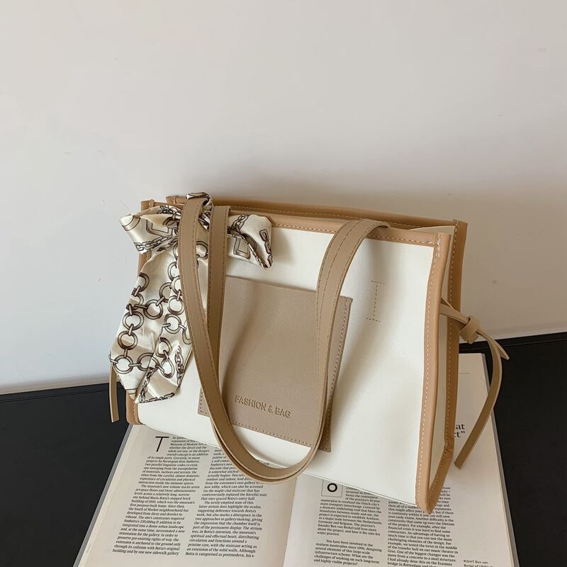 

Scarf Decor Tote Bag, Khaki